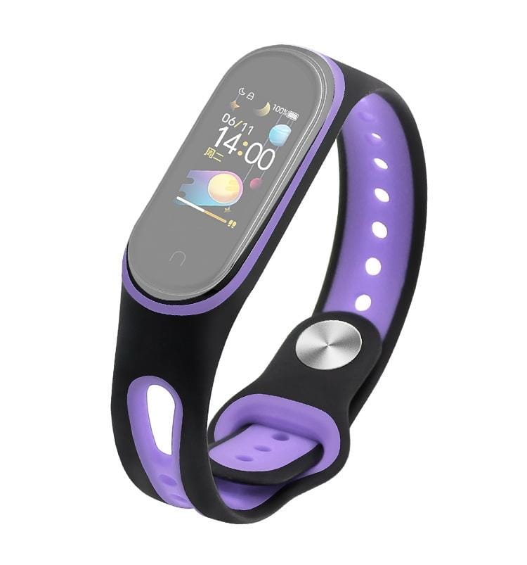 For Xiaomi Mi Band 4 Two-color U Shape Silicone Replacement Strap Watchband (Black Purple)