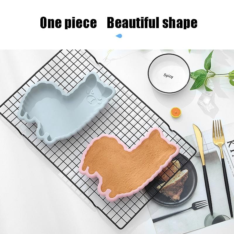 6 PCS Cartoon Animal Shape Silicone Non-cut high Temperature Baking Cake Mold, Style:Alpaca (Blue)