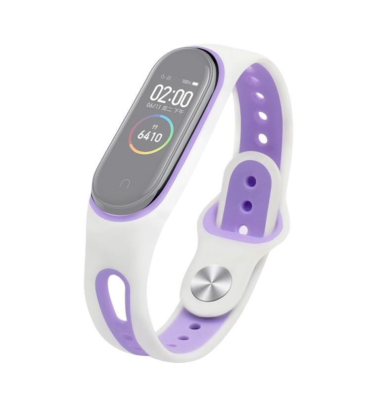 For Xiaomi Mi Band 4 Two-color U Shape Silicone Replacement Strap Watchband (White Purple)