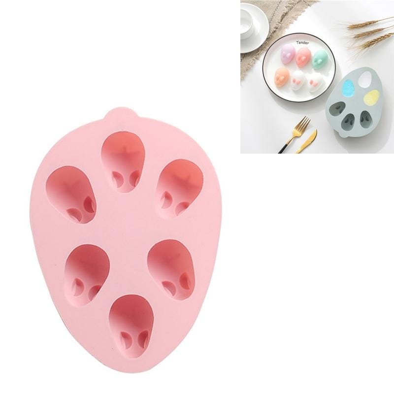 2 PCS 3D Rabbit Halloween DIY Silicone Ice Box for Baking Cake Pudding Mold (Pink)