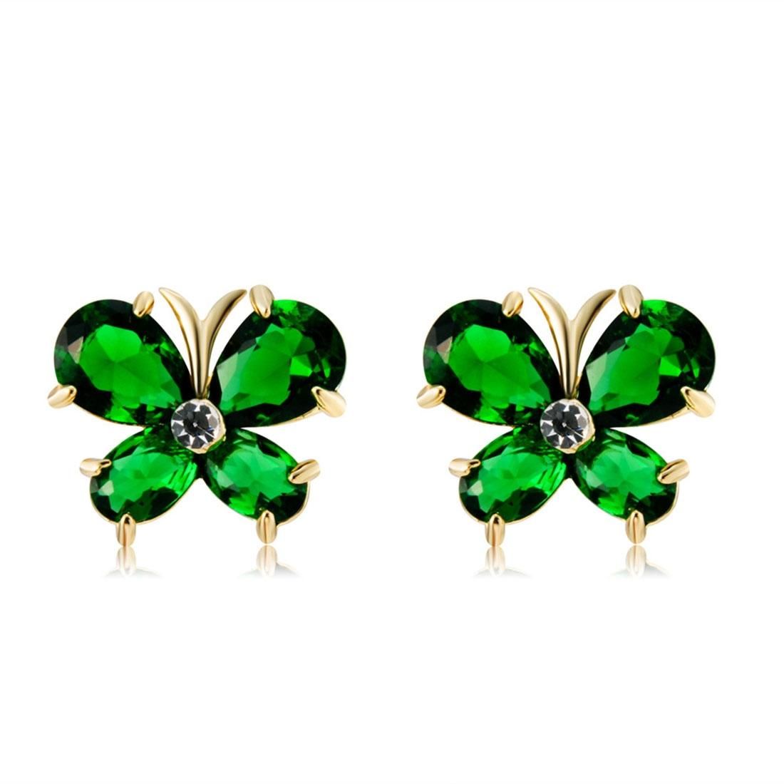 Butterfly and Water Drop Design Pendant Necklace and Earrings Set for Female, Chain Length: 44cm