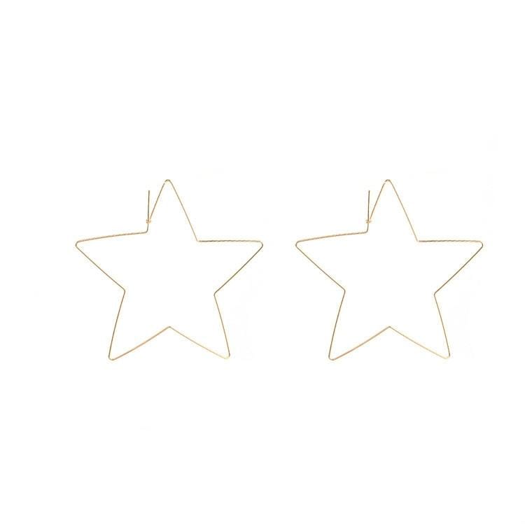 Personality Exaggerated Hollow Drop Earrings (Star Gold)