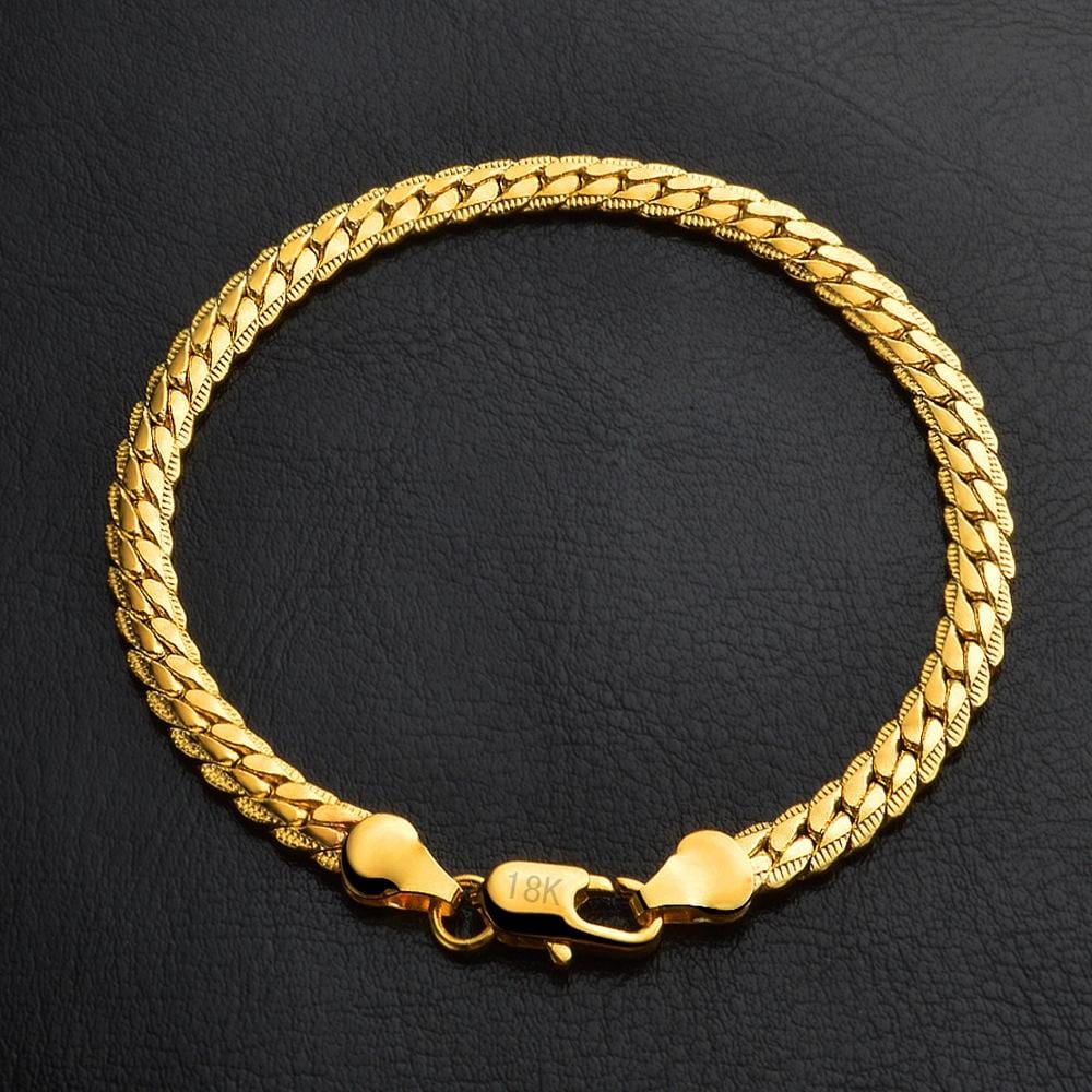 Hot Fashion Jewelry Simple 18k Yellow Gold Bracelet (Gold)