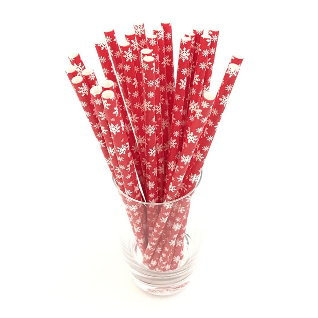 50 PCS Degradable Color Environmental Protection Striped Paper Straw Disposable Kraft Paper Straw (Style2)