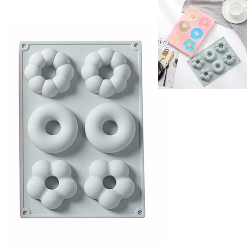 2 PCS 6 Groups Silicone Doughnut Cake DIY Dessert Mold Cold Soap Mold (Blue)