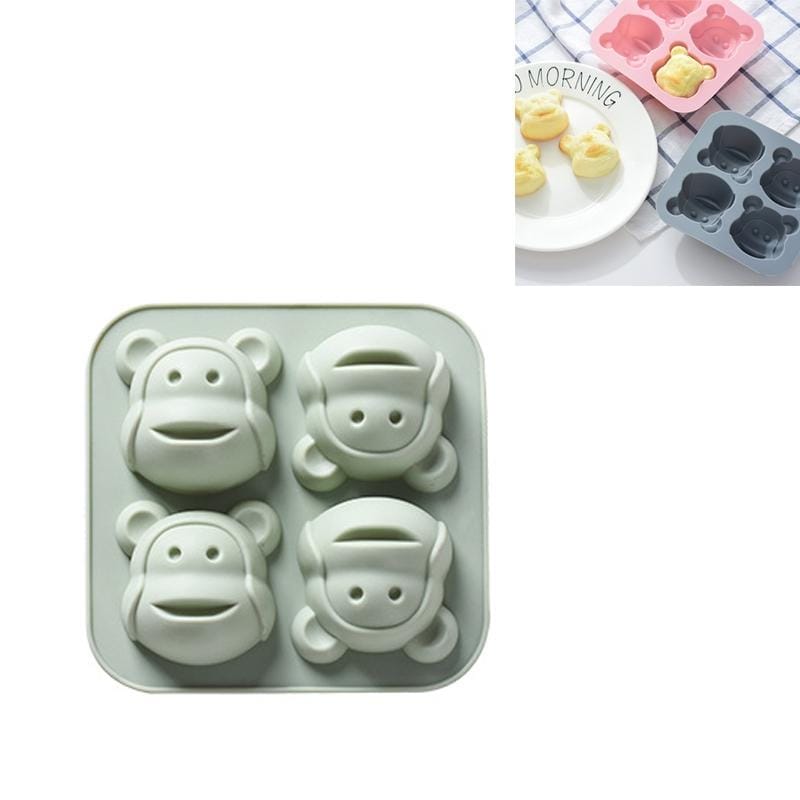 6 PCS Little Monkey Silicone Ice Cube Rice Cake Mold Cartoon Cake Baby Food Supplement Baking Mold (Green)