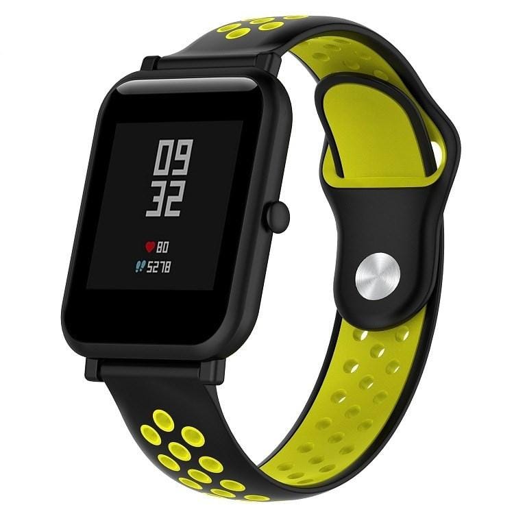 Double Colour Silicone Sport Wrist Strap for Huawei Watch Series 1 18mm (Black Yellow)