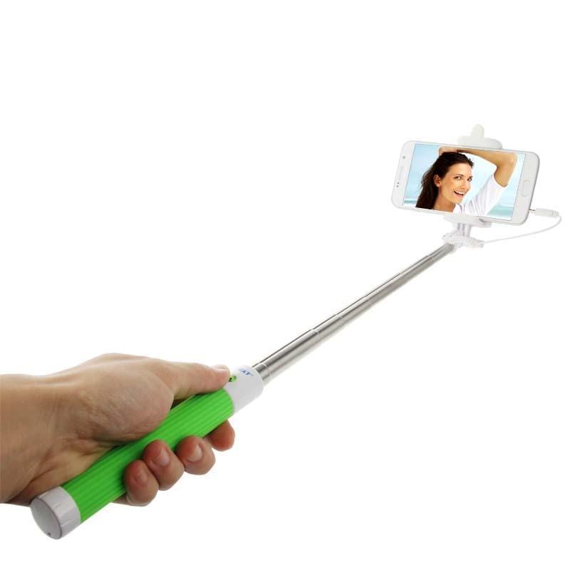 TS900 Portable Wire Controlled Selfie Stick Monopod Extendable Handheld Holder, Max Length: 80cm (Green)