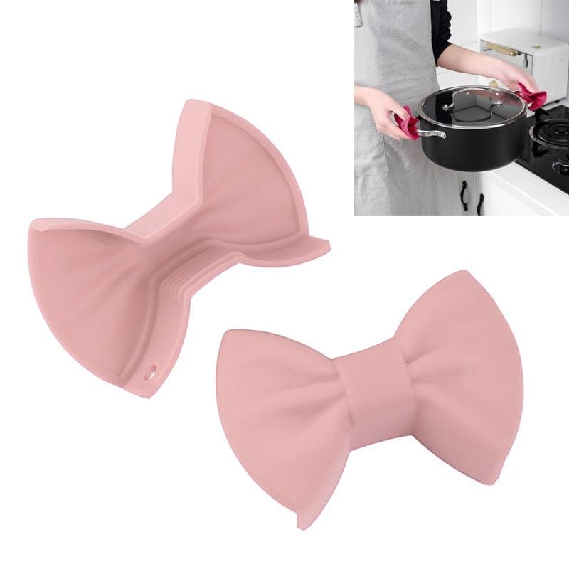 4 Pairs Bowknot Silicone Insulation Clip Creative Kitchen Practical Gadgets (Pink)