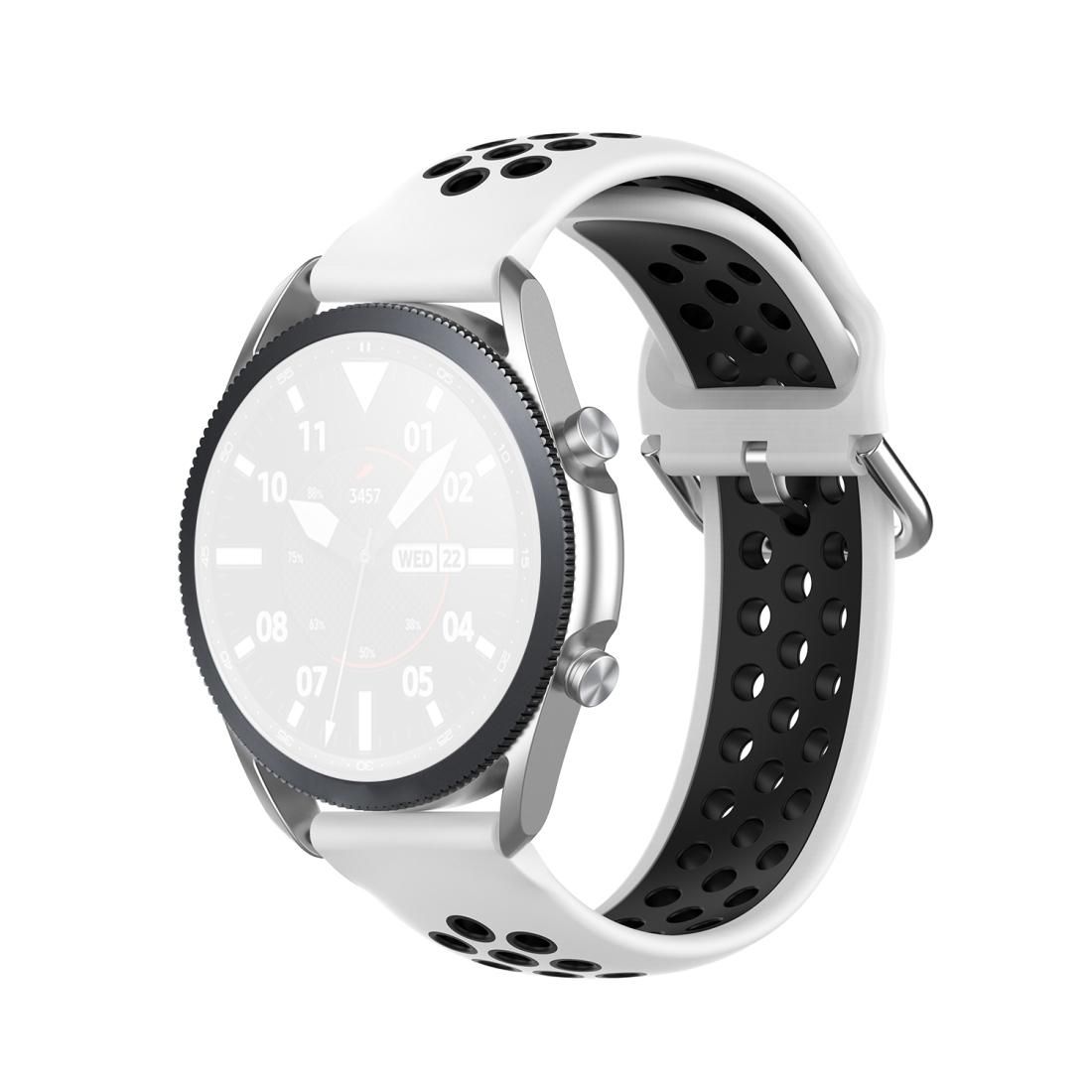 For Galaxy Watch 3 41mm Silicone Sports Two-tone Strap, Size: Free Size 20mm (White Black)