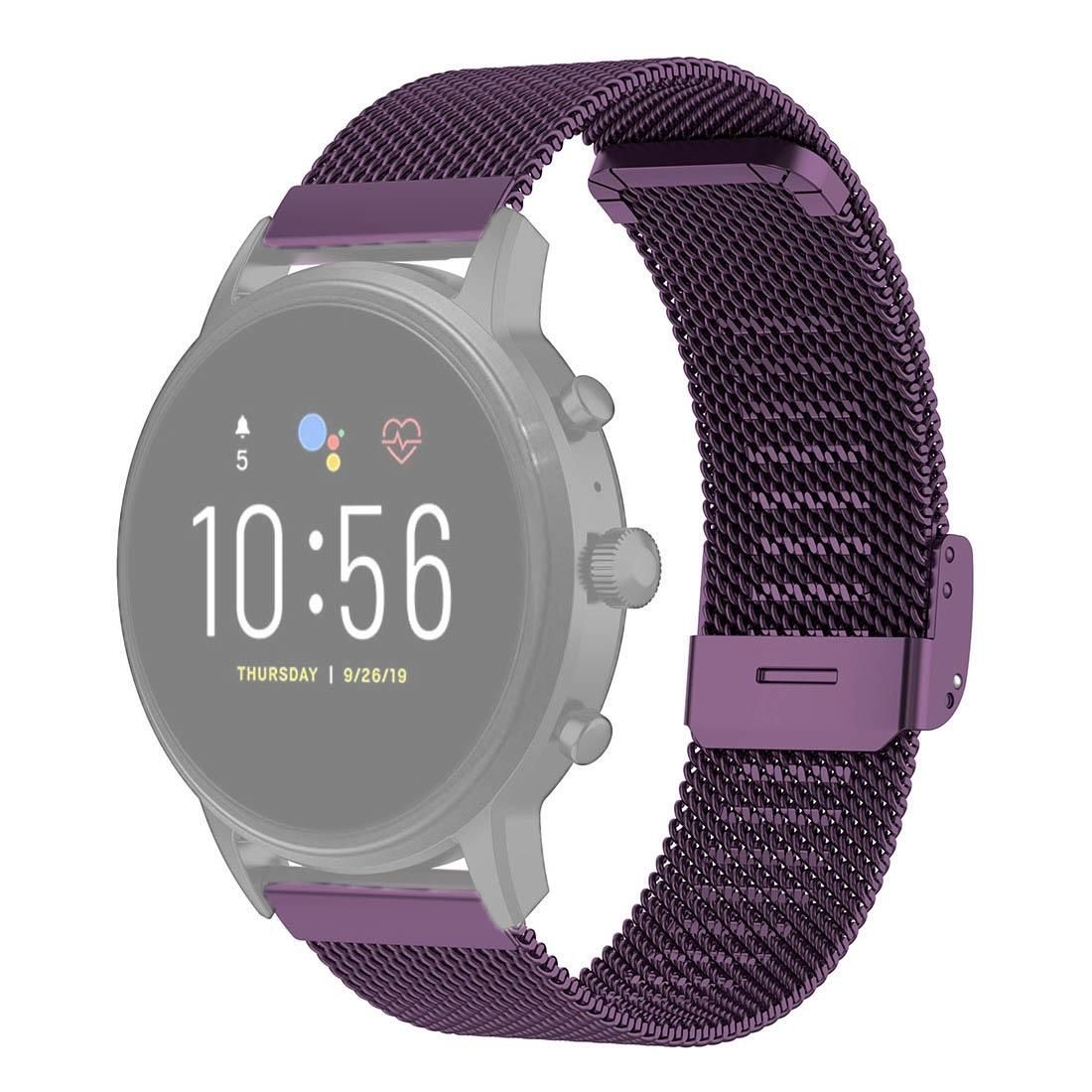 22mm Metal Mesh Wrist Strap Watch Band for Fossil Gen 5 Carlyle / Gen 5 Julianna / Gen 5 Garrett / Gen 5 Carlyle HR (Dark Purple)