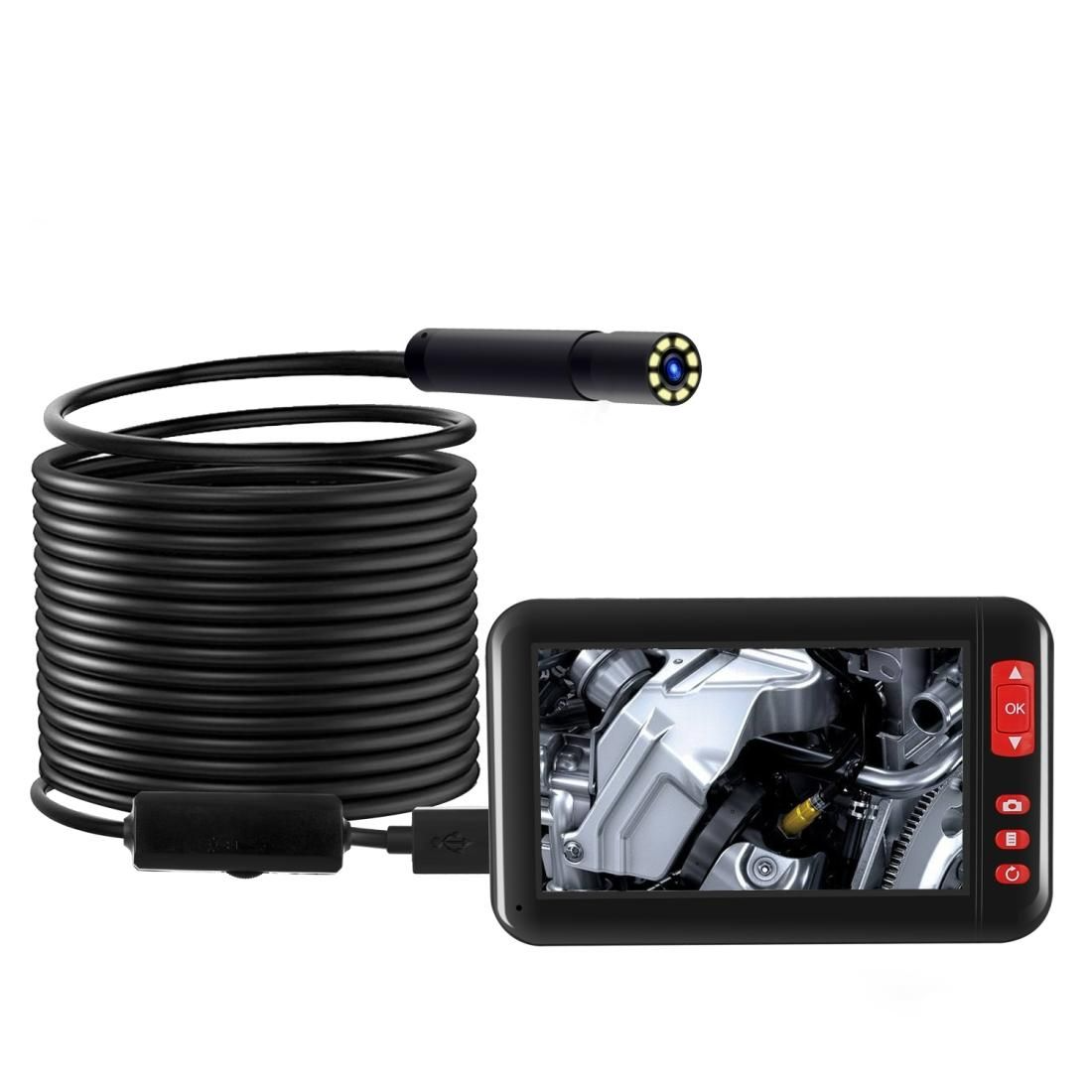 F200 4.3 Inch Screen Display HD1080P Snake Tube Inspection Endoscope with 8 LEDs, Length: 10m, Lens Diameter: 8mm, Mild Line