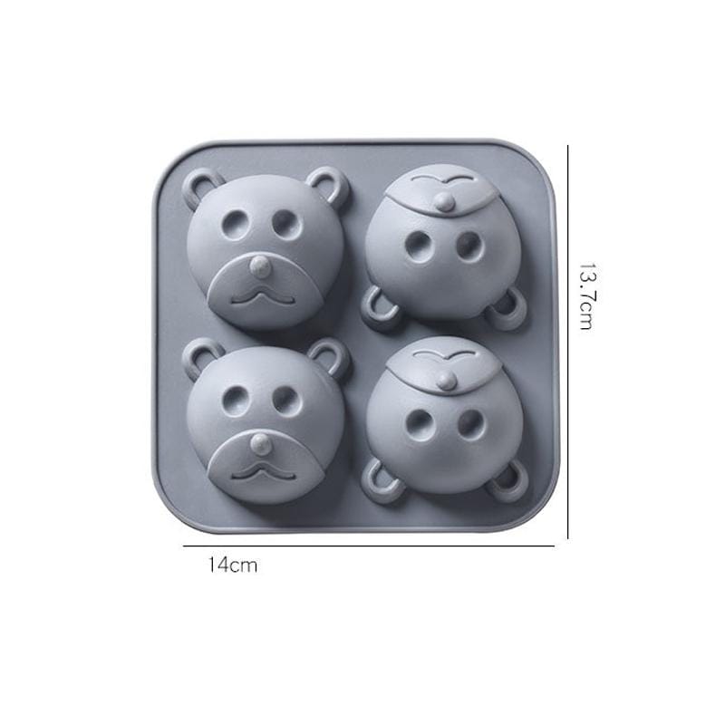 6 PCS Bear Silicone Ice Tray Cake Mold Jelly Pudding Rice Cake Chocolate Baking Mold (Grey Blue)