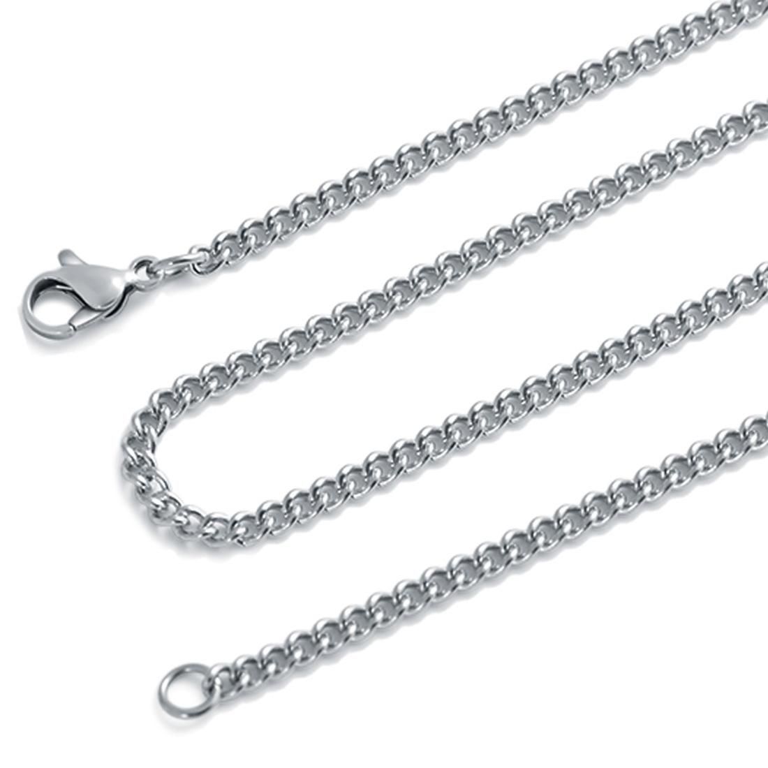 Mens Jewelry Hip Hop Punk 2.5mm Stainless Steel Choker Oval Link Chain Necklace, Length: 45cm / 18 inch