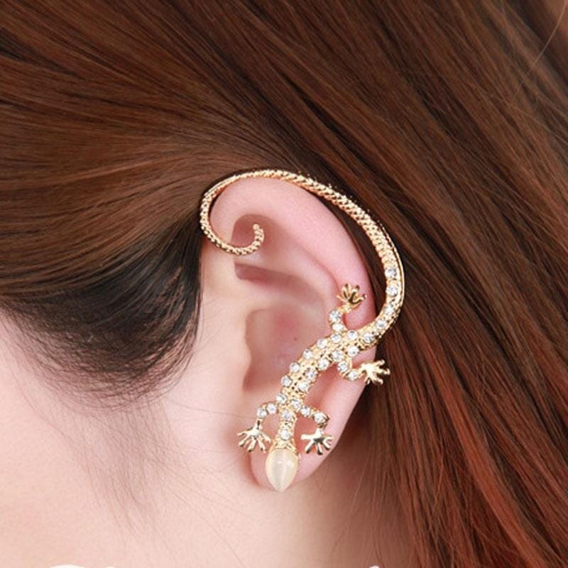 Women Fashion Elegant Charming Lizard Design Earrings (Silver)