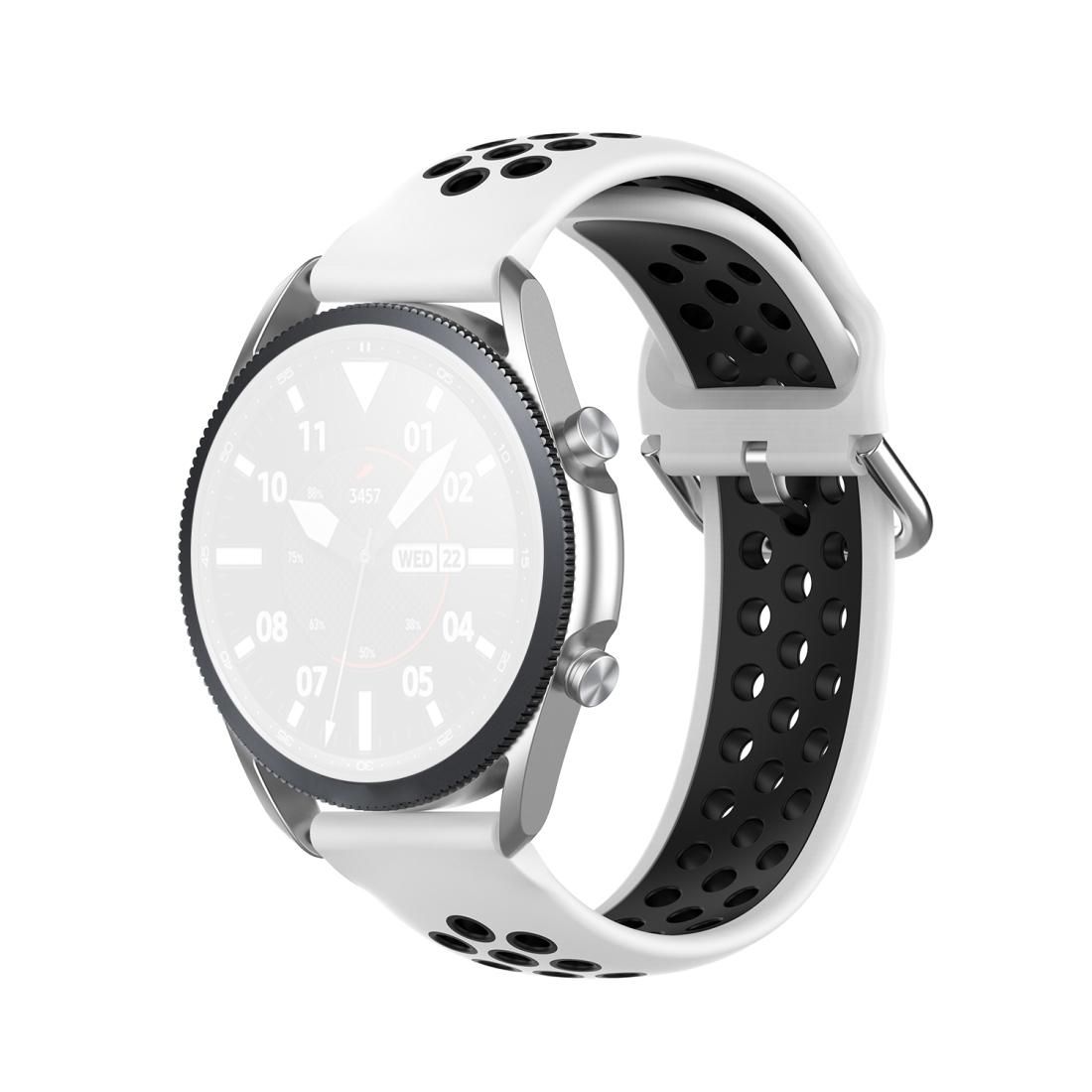 For Galaxy Watch 3 45mm Silicone Sports Two-tone Strap, Size: 22mm (White Black)