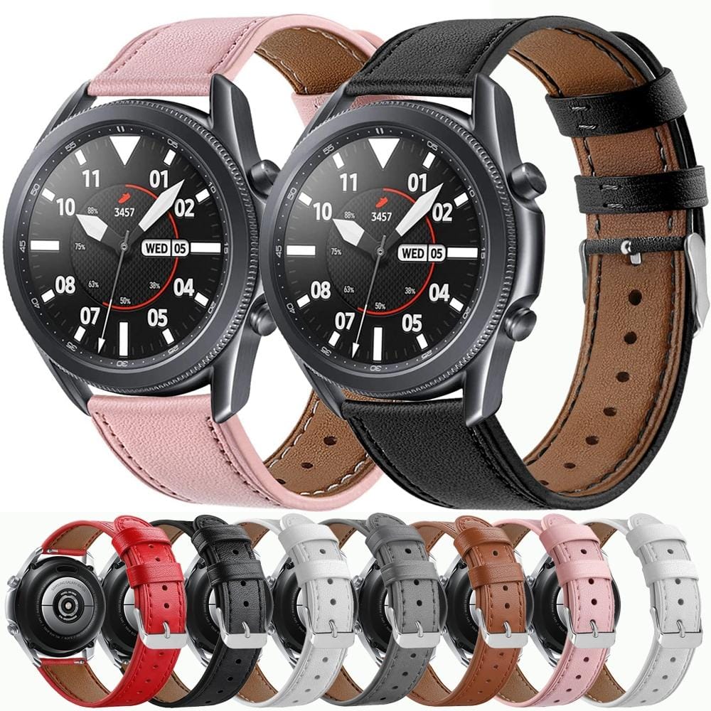 For Galaxy Watch 3 45mm Leather Replacement Strap Watchband (Brown)
