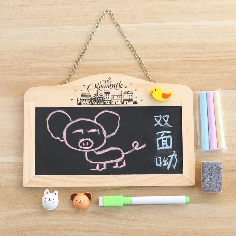 Wooden Wagnetic Hanging Mini Double-sided Small Blackboard with Eraser