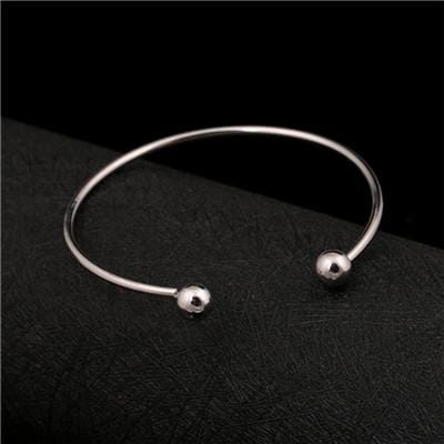 Opening Adjustable Bracelet with Double Round Setting DIY Beads (sliver)