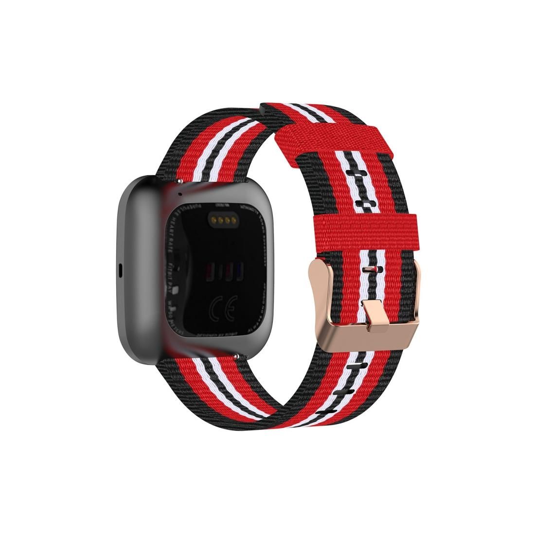 For FITBIT Versa Canvas Watch Strap (Black Red)