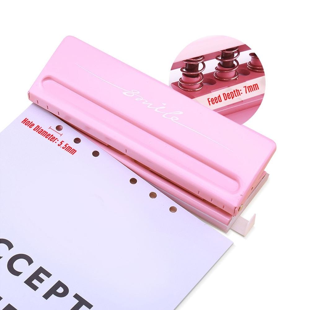 Adjustable 6-Hole Tabletop Puncher 6-Ring Binder for A4 / A5 / A6 / B7 Paper