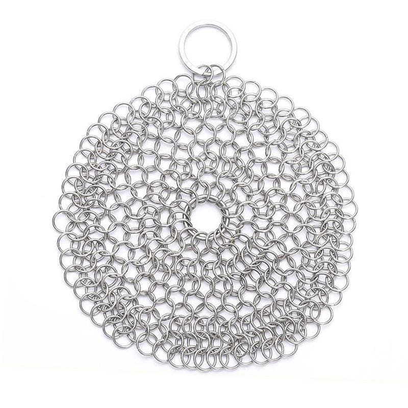 Stainless Steel Round Iron Cleaner Pot Brush Scrubber Home Cookware Kitchen Cleaning Tool, Size:7 x 7 inch