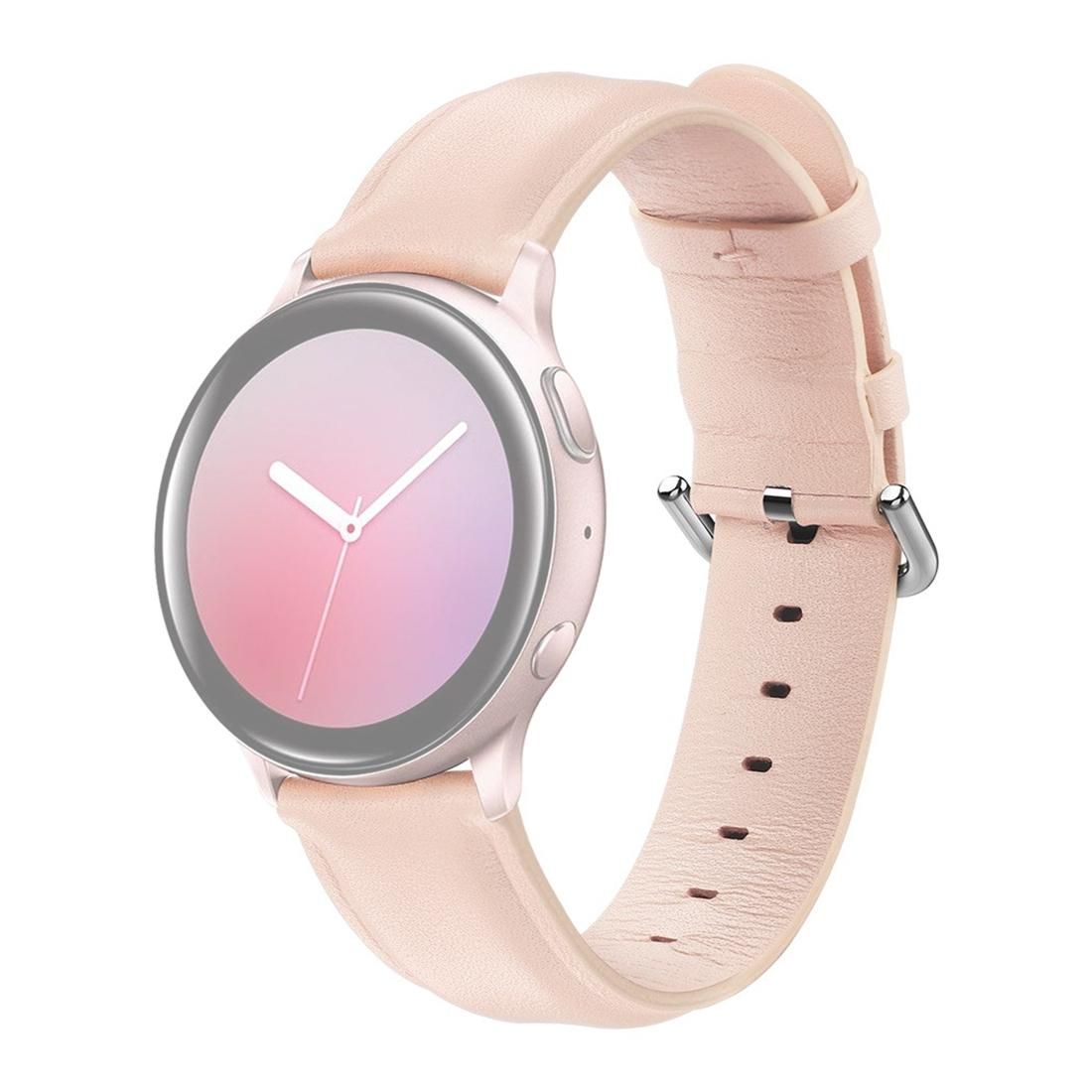 For Galaxy Watch Active Smart Watch Genuine Leather Wrist Strap Watchband, Size:S 20mm (Pink)