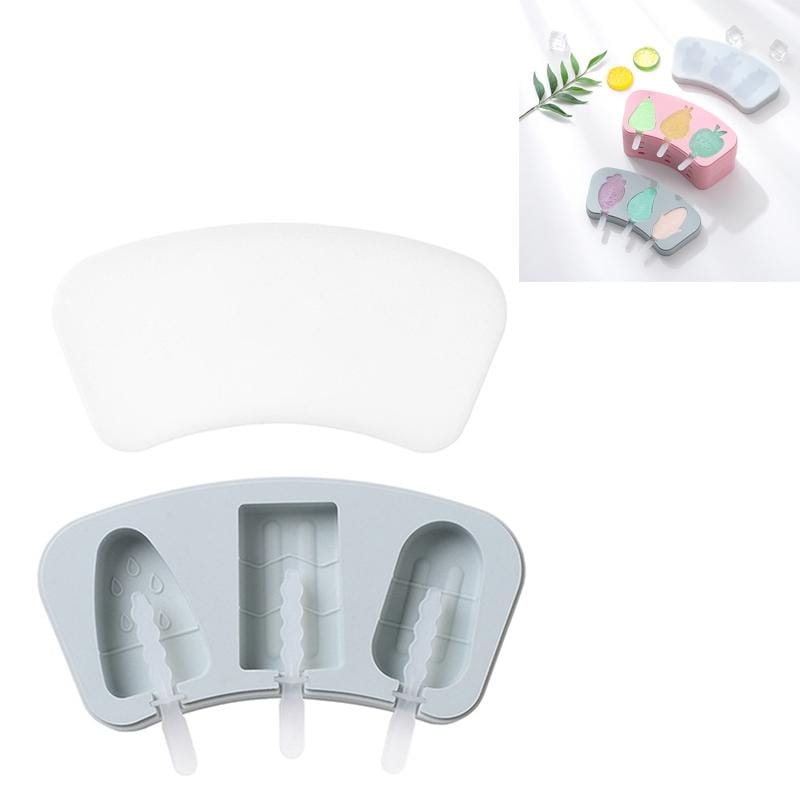 2 PCS Cartoon Homemade Popsicle Ice Cream Mold with Lid Silicone Baking Tool, Style:Simple (Blue)