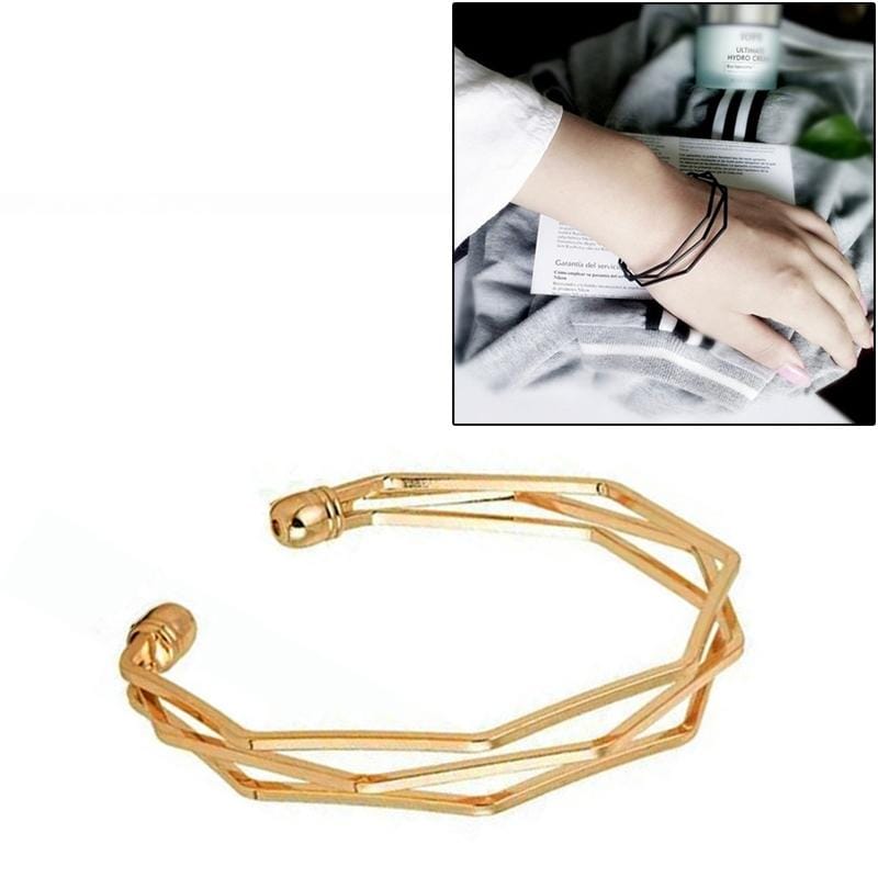 Vintage Brief Open Charms Multi-layer Cuff Bracelet Bangles (Gold)