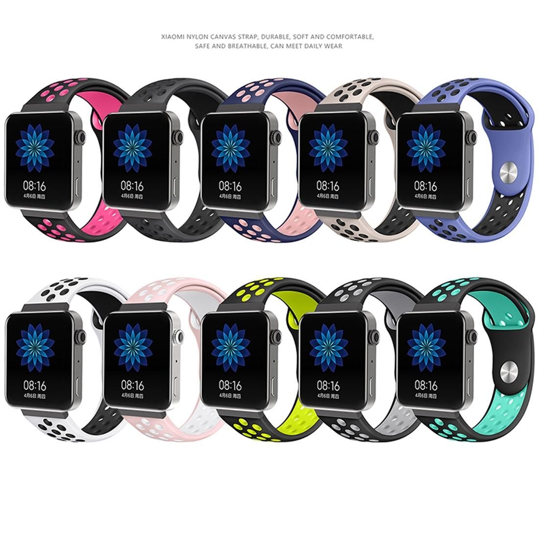 For Xiaomi Smart Watch Standard / Pride Version 18mm Two-color Silicone Replacement Strap Watchband (Black Rose Red)