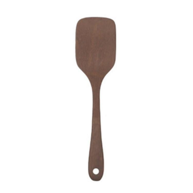 Long Handle Unpainted Chicken Wings Wooden Spatula Kitchen Utensils, Style:Square Curved Spade