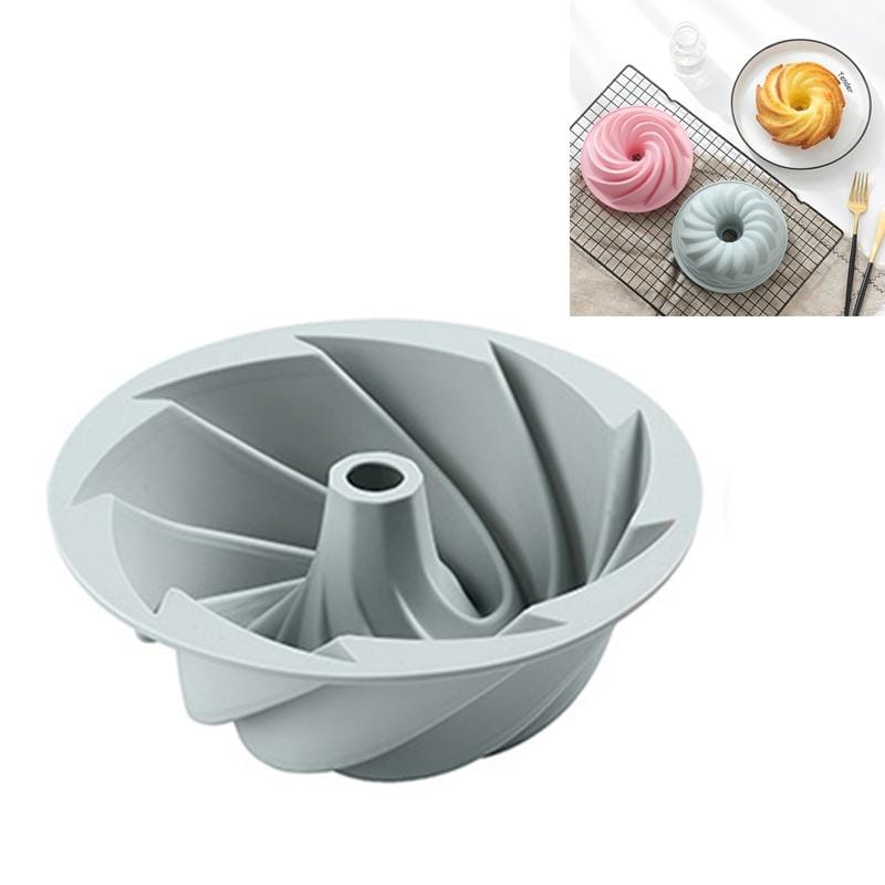 4 PCS Chiffon Cake Mold Household Steamable Silicone Non-stick Baking Tools, Style:Rotary Savarin Bakeware (Blue)