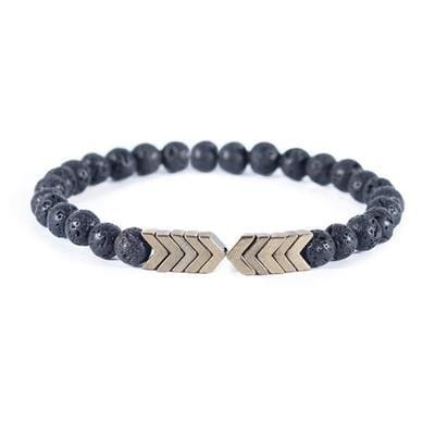 2 PCS Volcanic Lava Stone Essential Yoga Magnet Arrow Beads Bracelets Bangle (Black)