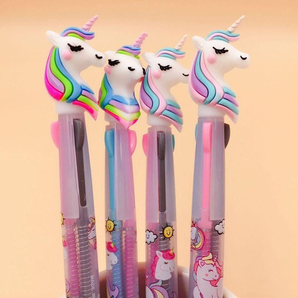 2 PCS Cute Unicorn Shape Silica Rainbow Ballpoint Pen