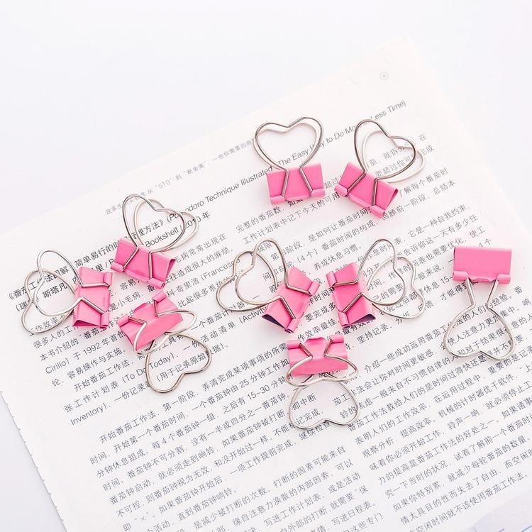 10 PCS Heart Hollow Metal Binder Clips Notes Letter Paper Clip Office Supplies