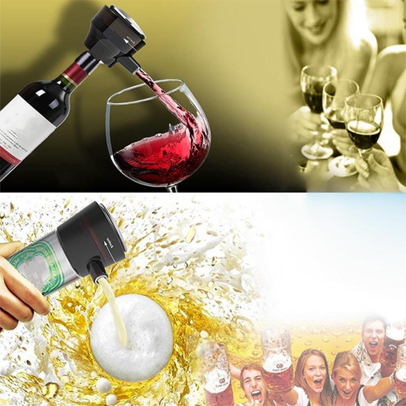 Intelligent Automatic Wine Electric Decanter Beer Foamer Electric Decanter Dispenser (Black)