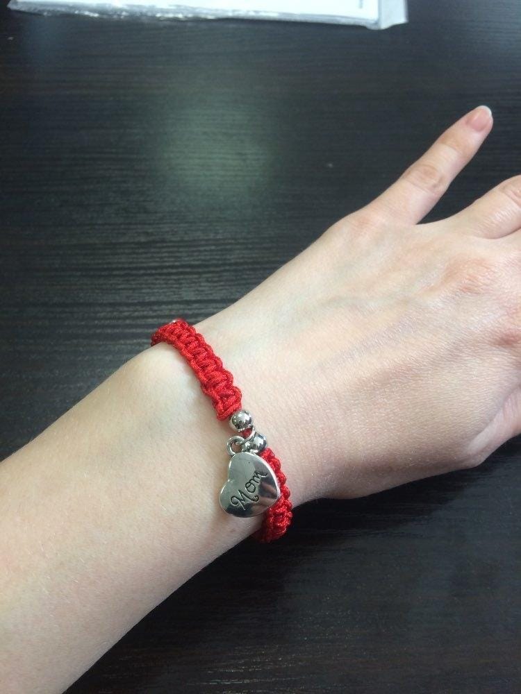 3 PCS Family Bless Thread Red Bracelet For Women MOM Bracelet Rope (Silver)