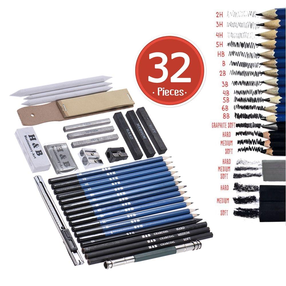 32pcs/Set Professional Drawing Sketch Pencil Kit Including