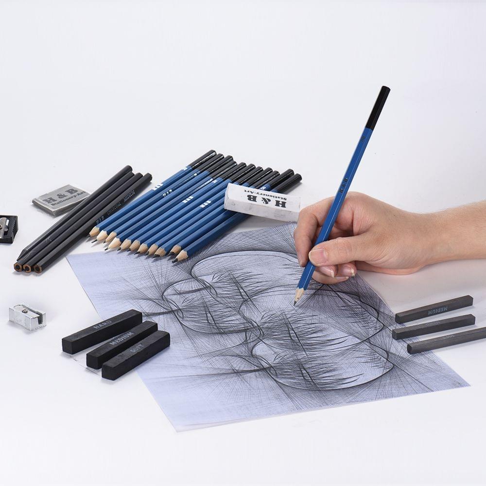 26pcs Professional Drawing Sketch Pencil Kit Set Including