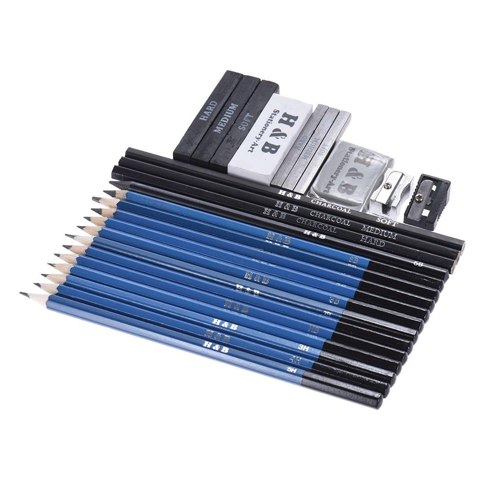 26pcs Professional Drawing Sketch Pencil Kit Set Including