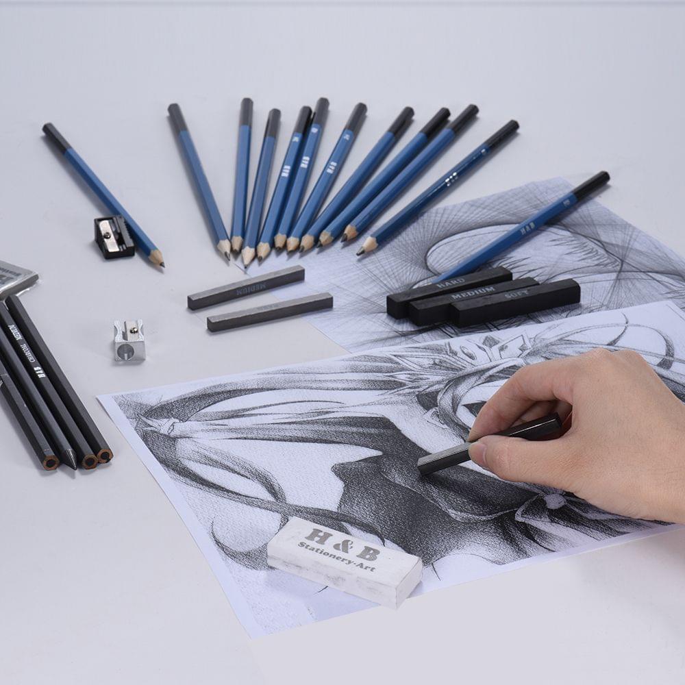 26pcs Professional Drawing Sketch Pencil Kit Set Including