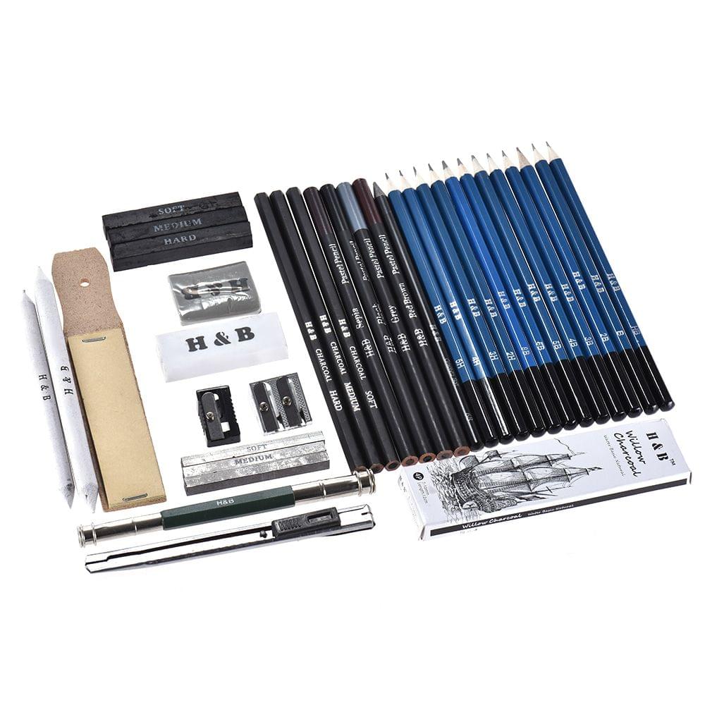 40pcs/ Set Professional Sketching Drawing Pencils Kit - 1