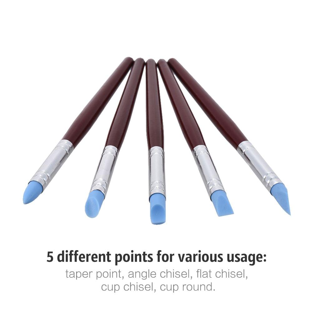 5pcs Rubber Tip Paint Brushes Clay Tools for Sculpture