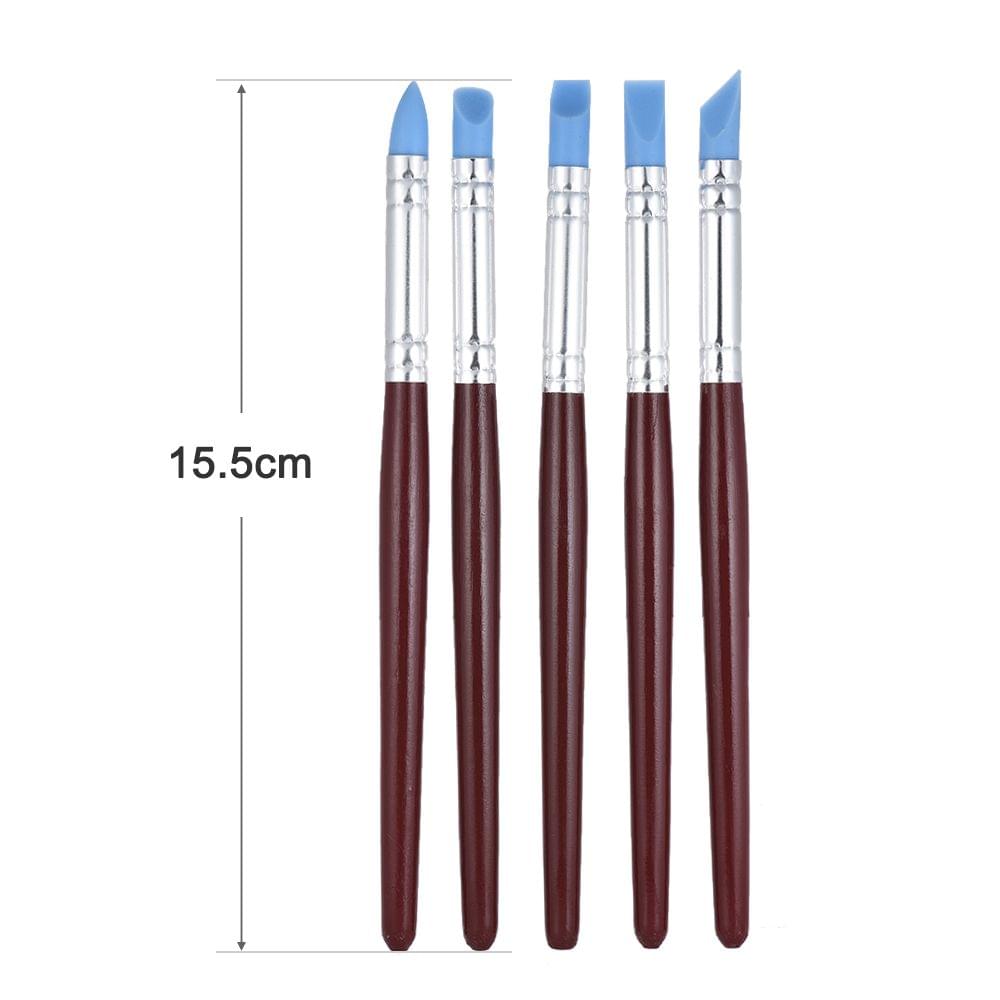 5pcs Rubber Tip Paint Brushes Clay Tools for Sculpture