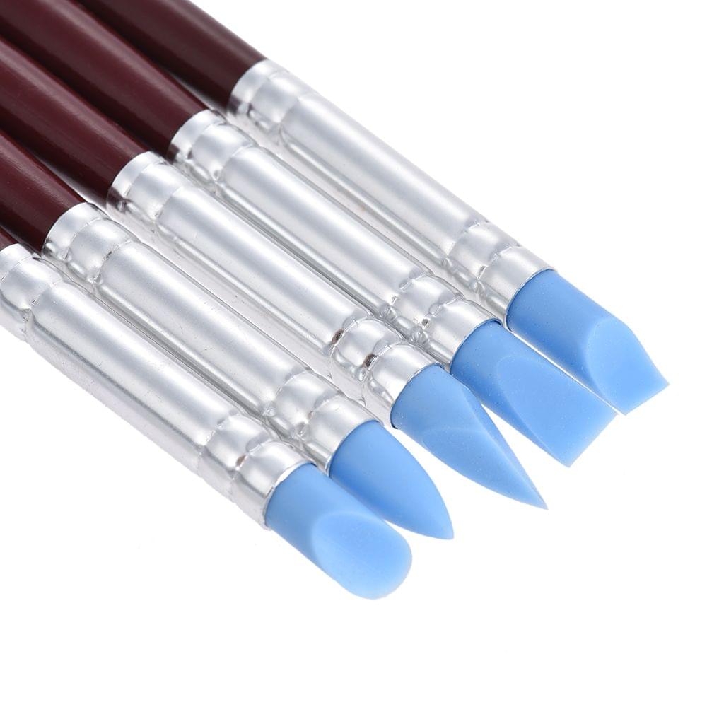 5pcs Rubber Tip Paint Brushes Clay Tools for Sculpture