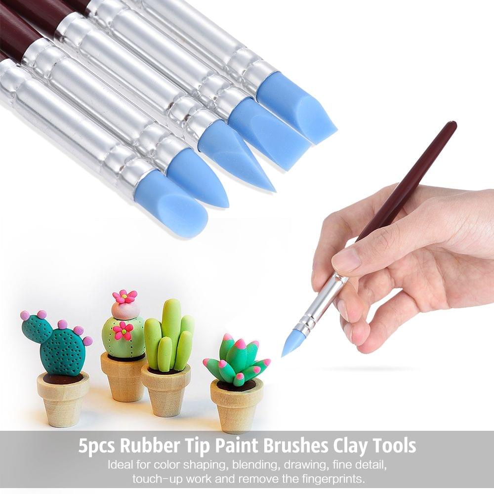 5pcs Rubber Tip Paint Brushes Clay Tools for Sculpture