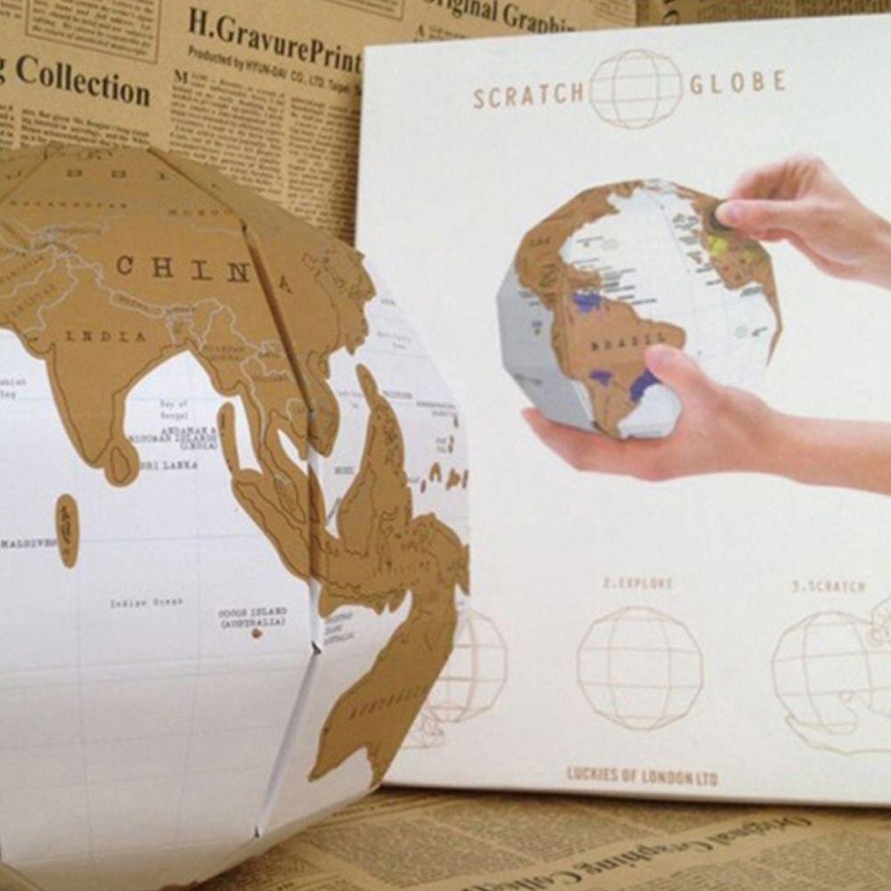 Creative DIY Scratch Globe 3D Stereo Assembly World Map