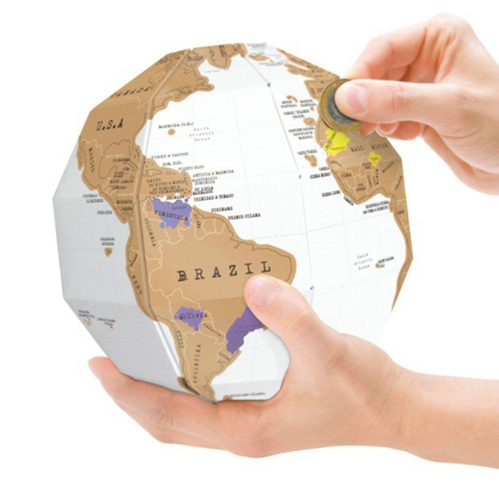 Creative DIY Scratch Globe 3D Stereo Assembly World Map