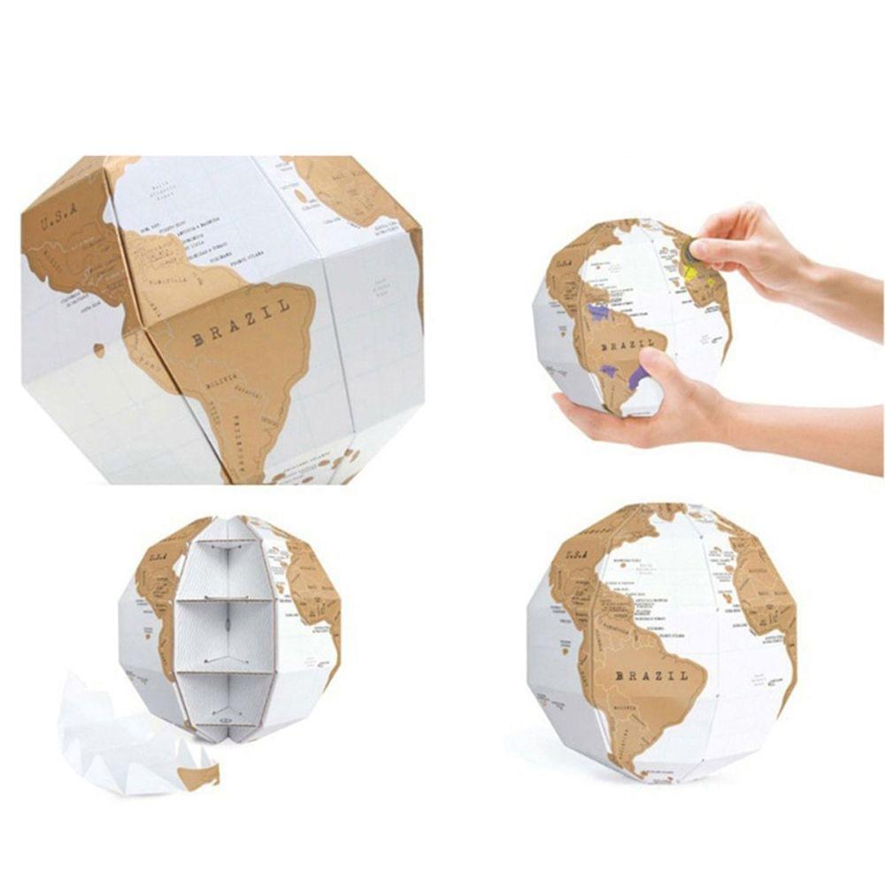 Creative DIY Scratch Globe 3D Stereo Assembly World Map