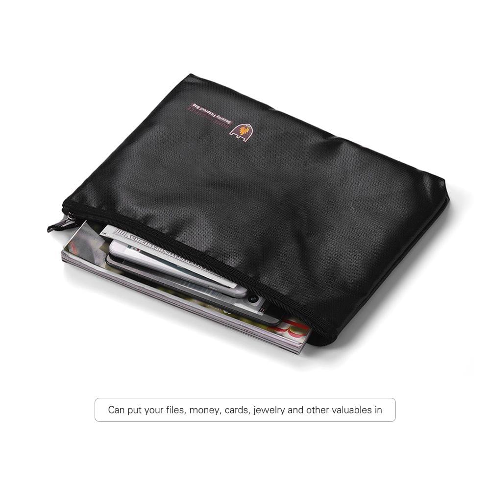 Fireproof Document Bag Silicone Coated Fiberglass Money Bag - Large